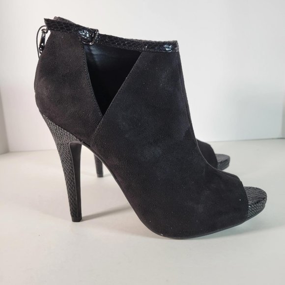 GBG Los Angeles GGCOLSEN Black Textured Snake Peeptoe Heels Women Sz 10 NWT - Picture 7 of 12